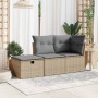 Taburete de jardín con cojín ratán sintético beige 55x55x37cm de , Otomanas de exterior - Ref: Foro24-366091, Precio: 61,42 €...