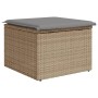 Taburete de jardín con cojín ratán sintético beige 55x55x37cm de , Otomanas de exterior - Ref: Foro24-366091, Precio: 61,42 €...