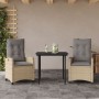 Set comedor de jardín 3 pzas con cojines ratán sintético beige en Conjuntos de jardín | Comprar online en Foru.es