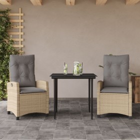 Set comedor de jardín 3 pzas con cojines ratán sintético beige en Conjuntos de jardín | Comprar online en Foru.es