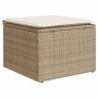 Taburete de jardín con cojín ratán sintético beige 55x55x37cm de , Otomanas de exterior - Ref: Foro24-366055, Precio: 53,72 €...