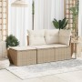 Taburete de jardín con cojín ratán sintético beige 55x55x37cm de , Otomanas de exterior - Ref: Foro24-366055, Precio: 53,72 €...
