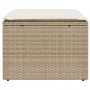 Gartenhocker mit beigem synthetischem Rattankissen 55x55x37cm von , Hocker für den Außenbereich - Ref: Foro24-366055, Preis: ...