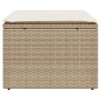 Taburete de jardín con cojín ratán sintético beige 55x55x37cm de , Otomanas de exterior - Ref: Foro24-366055, Precio: 53,72 €...