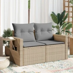 Sofá de jardín con cojines de 2 plazas ratán sintético beige de , Sofás de exterior - Ref: Foro24-366106, Precio: 190,39 €, D...