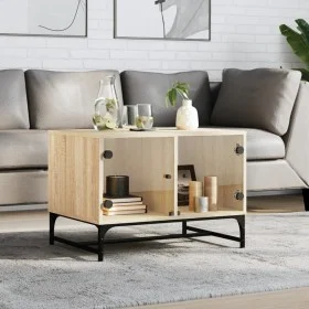Coffee table with glass doors Sonoma oak 68.5x50x50 cm by , Coffee table - Ref: Foro24-836541, Price: 47,92 €, Discount: %