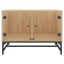 Mesa de centro con puertas de vidrio roble Sonoma 68,5x50x50 cm de , Mesas de centro - Ref: Foro24-836541, Precio: 48,34 €, D...