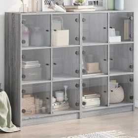 Estantería con puertas madera gris Sonoma 136x37x109 cm de , Librerías y estanterías - Ref: Foro24-3206515, Precio: 226,84 €,...