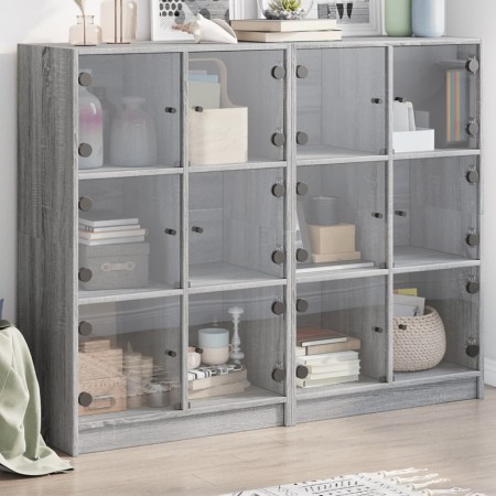 Estantería con puertas madera gris Sonoma 136x37x109 cm de , Librerías y estanterías - Ref: Foro24-3206515, Precio: 229,61 €,...