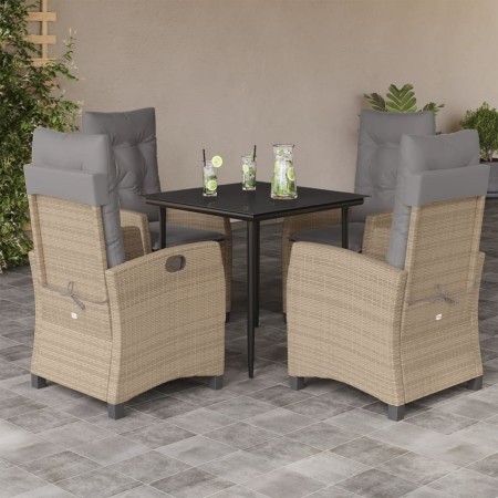 Set comedor de jardín 5 pzas con cojines ratán sintético beige en Conjuntos de jardín | Comprar online en Foru.es