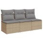 Sofá de jardín de 3 plazas con cojines ratán sintético beige de , Sofás de exterior - Ref: Foro24-366104, Precio: 161,62 €, D...