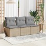 Sofá de jardín de 3 plazas con cojines ratán sintético beige de , Sofás de exterior - Ref: Foro24-366104, Precio: 161,62 €, D...