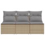 Sofá de jardín de 3 plazas con cojines ratán sintético beige de , Sofás de exterior - Ref: Foro24-366104, Precio: 161,62 €, D...