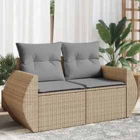 2-seater garden sofa with cushions, beige synthetic rattan by , Outdoor sofas - Ref: Foro24-366095, Price: 182,56 €, Discount: %
