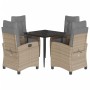 Set comedor de jardín 5 pzas con cojines ratán sintético beige en Conjuntos de jardín | Comprar online en Foru.es
