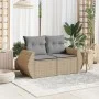 2-seater garden sofa with cushions, beige synthetic rattan by , Outdoor sofas - Ref: Foro24-366095, Price: 182,56 €, Discount: %