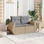 Sofá de jardín con cojines de 2 plazas ratán sintético beige de , Sofás de exterior - Ref: Foro24-366095, Precio: 163,53 €, D...