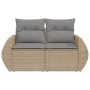 Sofá de jardín con cojines de 2 plazas ratán sintético beige de , Sofás de exterior - Ref: Foro24-366095, Precio: 163,53 €, D...