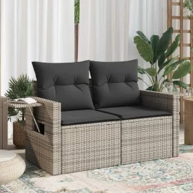 Garden sofa with cushions, 2 seats, synthetic gray rattan by , Outdoor sofas - Ref: Foro24-366141, Price: 168,52 €, Discount: %