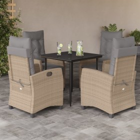 Set comedor de jardín 5 pzas con cojines ratán sintético beige en Conjuntos de jardín | Comprar online en Foru.es