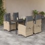 Set comedor de jardín 5 pzas con cojines ratán sintético beige en Conjuntos de jardín | Comprar online en Foru.es