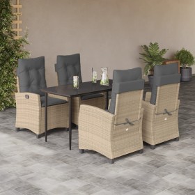 Set comedor de jardín 5 pzas con cojines ratán sintético beige en Conjuntos de jardín | Comprar online en Foru.es
