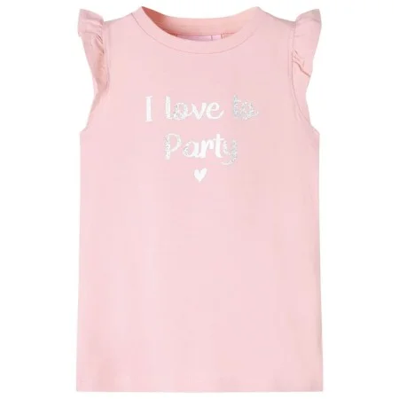 Camiseta infantil de manga volante rosa claro 128 de , Camisetas para niños - Ref: Foro24-10502, Precio: 8,19 €, Descuento: %