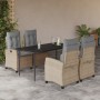 Set comedor de jardín 5 pzas con cojines ratán sintético beige en Conjuntos de jardín | Comprar online en Foru.es