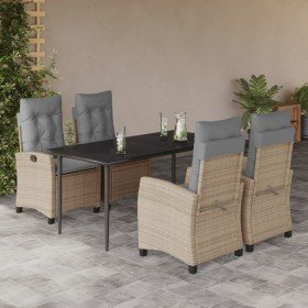 Set comedor de jardín 5 pzas con cojines ratán sintético beige en Conjuntos de jardín | Comprar online en Foru.es