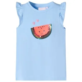 Camiseta infantil de manga volante azul claro 140 de , Camisetas para niños - Ref: Foro24-10633, Precio: 8,45 €, Descuento: %