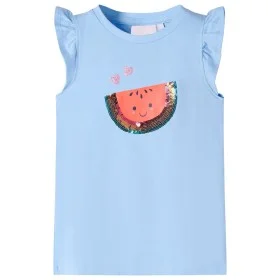 Camiseta infantil de manga volante azul claro 116 de , Camisetas para niños - Ref: Foro24-10631, Precio: 8,45 €, Descuento: %