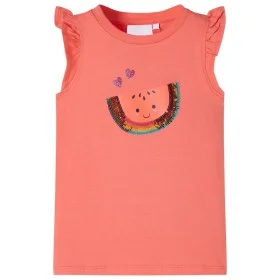 Camiseta infantil de manga volante coral 128 de , Camisetas para niños - Ref: Foro24-10627, Precio: 8,45 €, Descuento: %