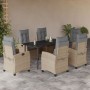 Set comedor de jardín 7 pzas con cojines ratán sintético beige en Conjuntos de jardín | Comprar online en Foru.es