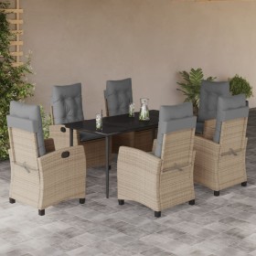 Set comedor de jardín 7 pzas con cojines ratán sintético beige en Conjuntos de jardín | Comprar online en Foru.es