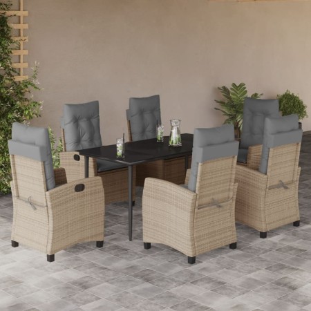 Set comedor de jardín 7 pzas con cojines ratán sintético beige en Conjuntos de jardín | Comprar online en Foru.es