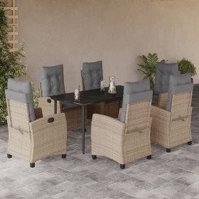 Set comedor de jardín 7 pzas con cojines ratán sintético beige en Conjuntos de jardín | Comprar online en Foru.es