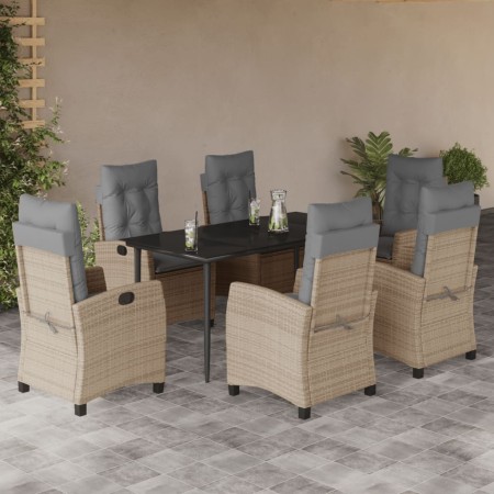 Set comedor de jardín 7 pzas con cojines ratán sintético beige en Conjuntos de jardín | Comprar online en Foru.es
