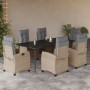 Set comedor de jardín 7 pzas con cojines ratán sintético beige en Conjuntos de jardín | Comprar online en Foru.es