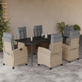 Set comedor de jardín 7 pzas con cojines ratán sintético beige en Conjuntos de jardín | Comprar online en Foru.es