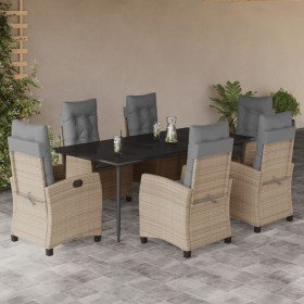 Set comedor de jardín 7 pzas con cojines ratán sintético beige en Conjuntos de jardín | Comprar online en Foru.es