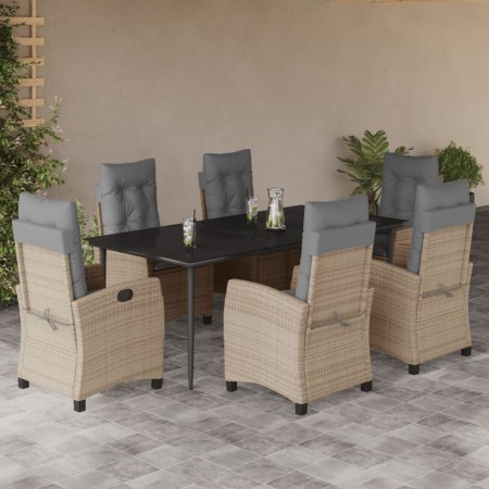Set comedor de jardín 7 pzas con cojines ratán sintético beige en Conjuntos de jardín | Comprar online en Foru.es