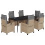 Set comedor de jardín 7 pzas con cojines ratán sintético beige en Conjuntos de jardín | Comprar online en Foru.es