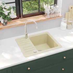 Fregadero de cocina de granito con un seno beige de vidaXL, Fregaderos - Ref: Foro24-144860, Precio: 167,89 €, Descuento: %