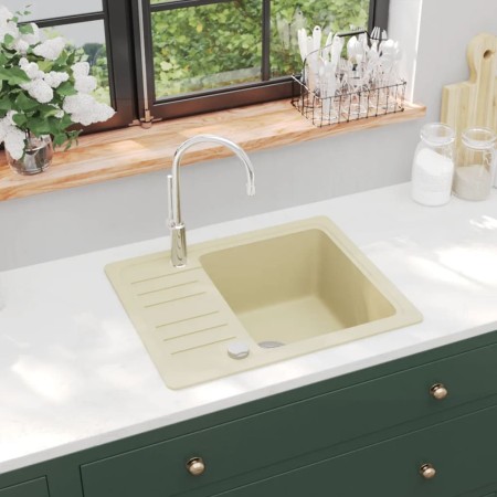 Fregadero de cocina de granito con un seno beige de vidaXL, Fregaderos - Ref: Foro24-144860, Precio: 167,89 €, Descuento: %