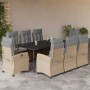 Set comedor de jardín 9 pzas con cojines ratán sintético beige en Conjuntos de jardín | Comprar online en Foru.es