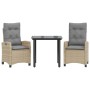 Set comedor de jardín 3 pzas con cojines ratán sintético beige en Conjuntos de jardín | Comprar online en Foru.es
