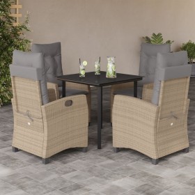 Set comedor de jardín 5 pzas con cojines ratán sintético beige en Conjuntos de jardín | Comprar online en Foru.es
