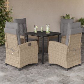 Set comedor de jardín 5 pzas con cojines ratán sintético beige en Conjuntos de jardín | Comprar online en Foru.es