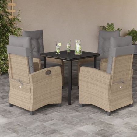 Set comedor de jardín 5 pzas con cojines ratán sintético beige en Conjuntos de jardín | Comprar online en Foru.es