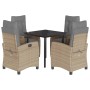 Set comedor de jardín 5 pzas con cojines ratán sintético beige en Conjuntos de jardín | Comprar online en Foru.es